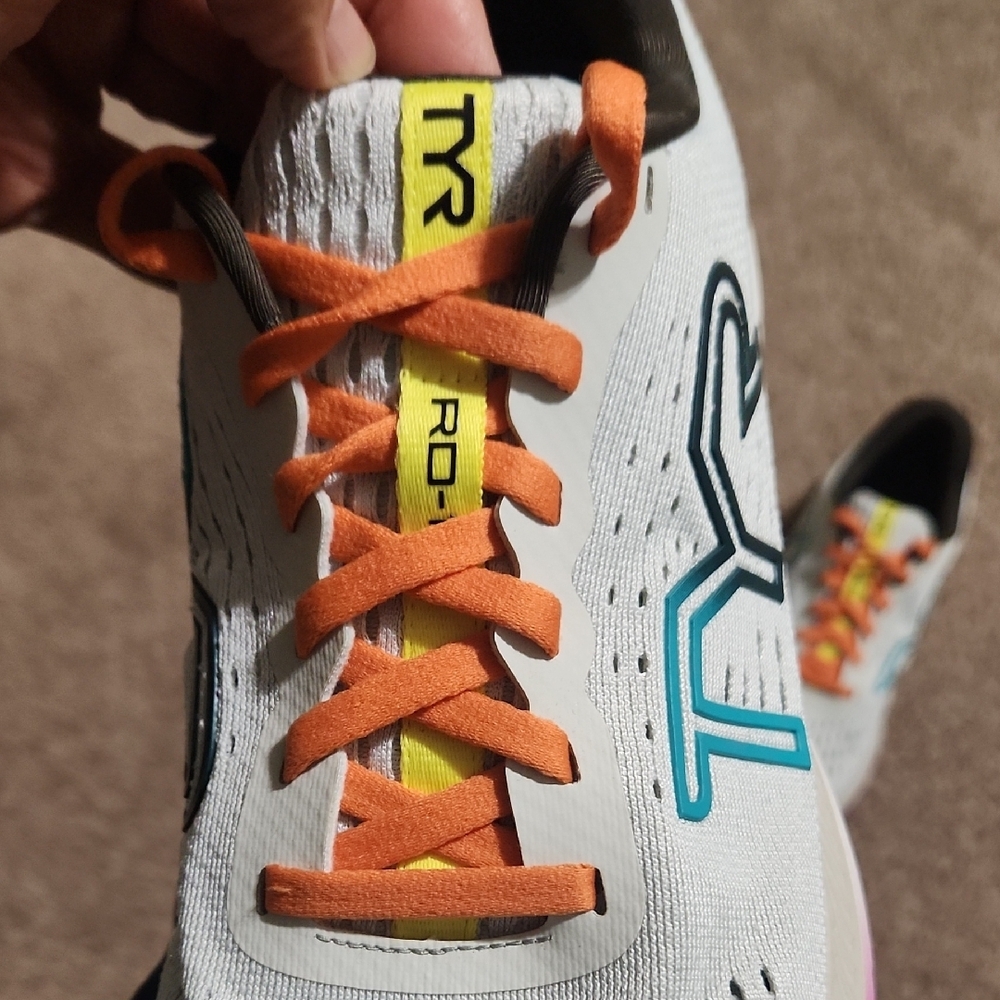 White Athletic Shoes with Orange Laces - Picture 8 of 8